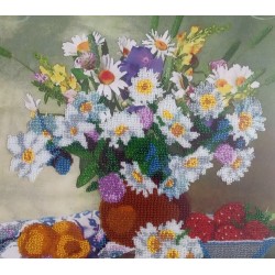 Картина вишита бісером Букет польових квітів