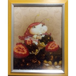 Картина вышитая  бисером "Малышка и пироженные"